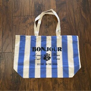 NEW Sezane blue stripe tote bag